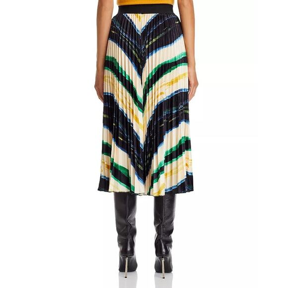 Nancy Yang Women Abstract Print Cotton Elegant Pleated A-Line Midi Skirt Size XL - Picture 4 of 6